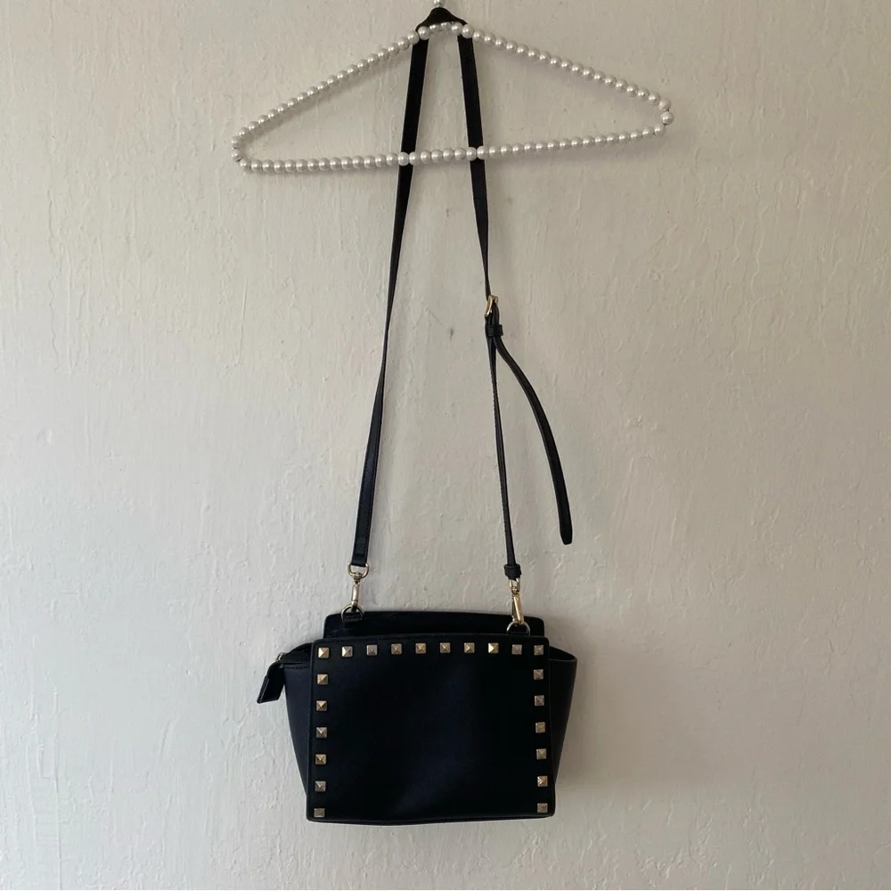 Michael Kors Selma Medium Metallic Leather Crossbody